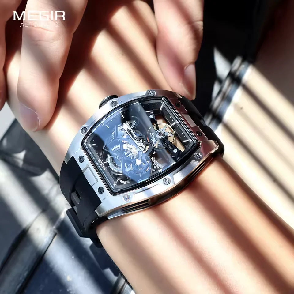 Elegant Skeleton Dial Watch Modern Luxury Design with Durable Rubber Strap Z-3