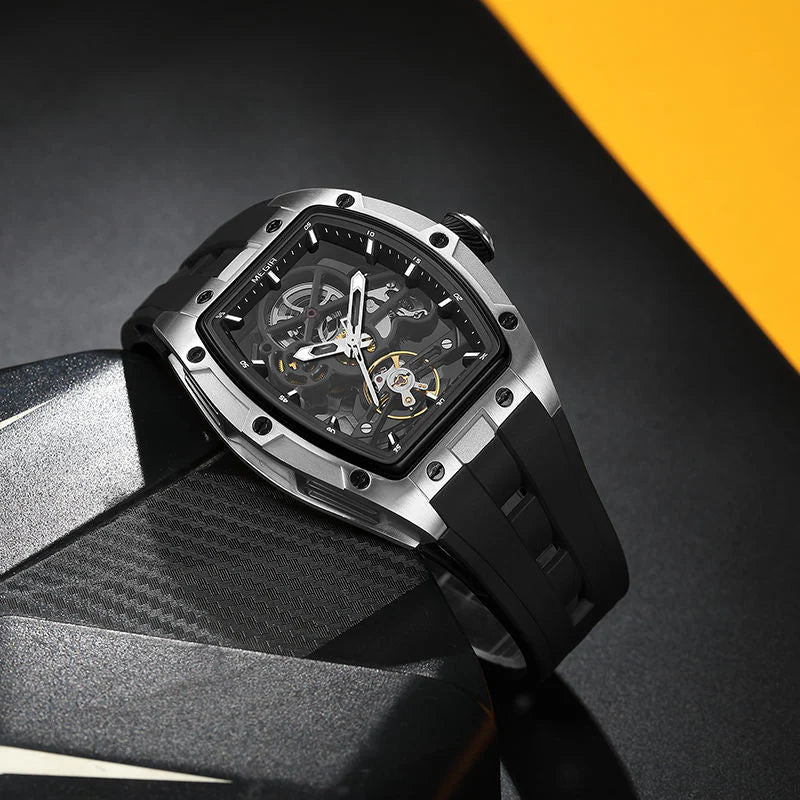 Elegant Skeleton Dial Watch Modern Luxury Design with Durable Rubber Strap Z-3