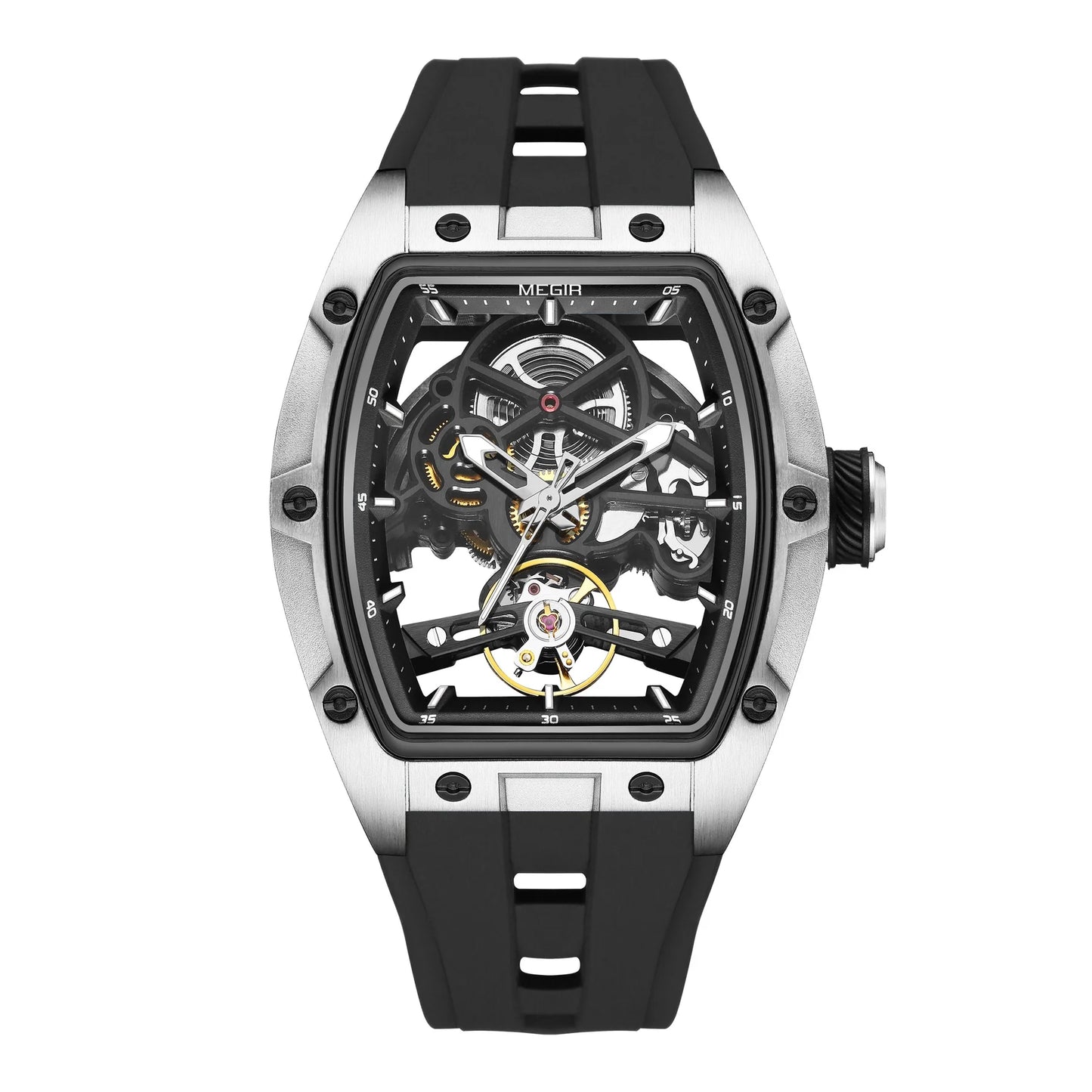 Elegant Skeleton Dial Watch Modern Luxury Design with Durable Rubber Strap Z-3