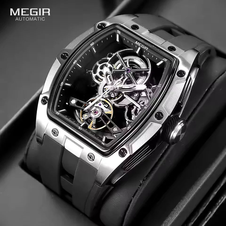 Elegant Skeleton Dial Watch Modern Luxury Design with Durable Rubber Strap Z-3
