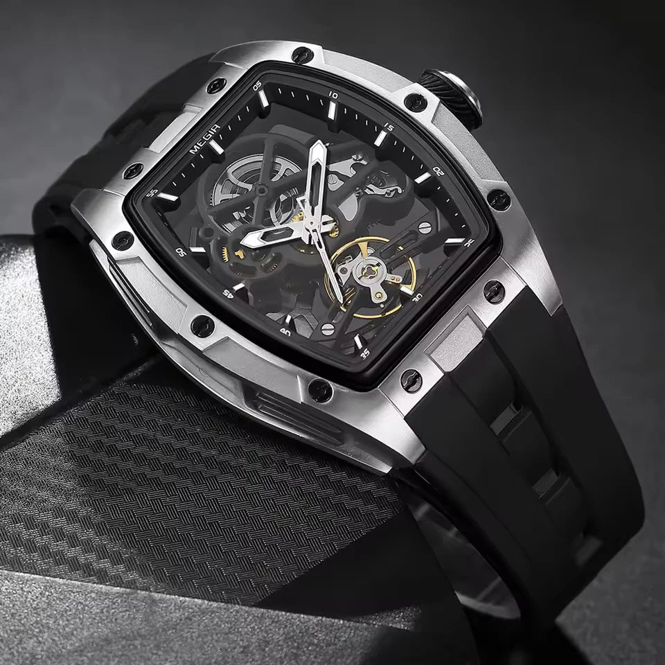 Elegant Skeleton Dial Watch Modern Luxury Design with Durable Rubber Strap Z-3