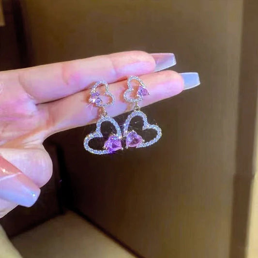 Fashion Love Heart Stud Earrings for Women