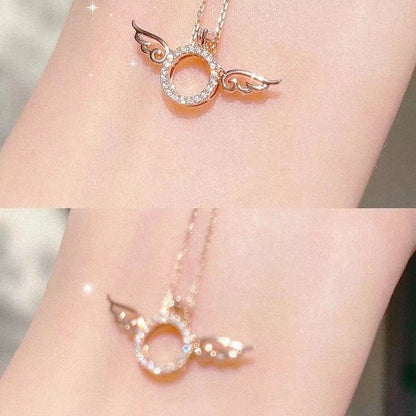 Rose Gold Angel Wing Pendant Necklace for Women