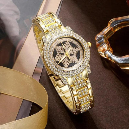 Snowflake Design Watch & Crystal Five-Piece Set