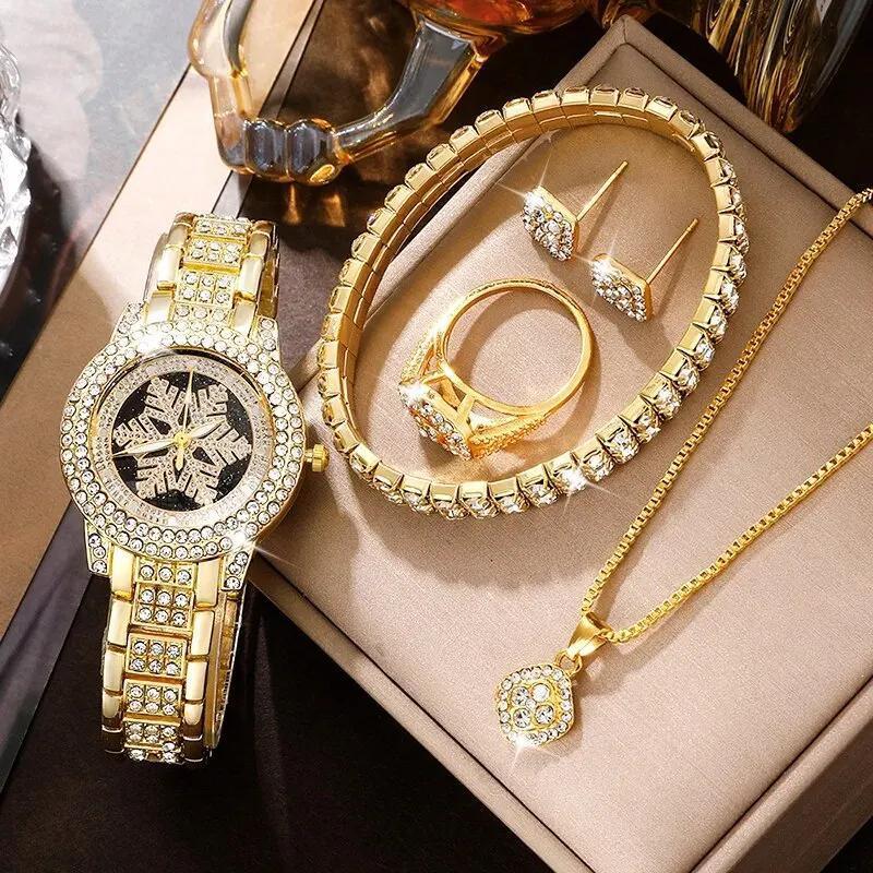 Snowflake Design Watch & Crystal Five-Piece Set